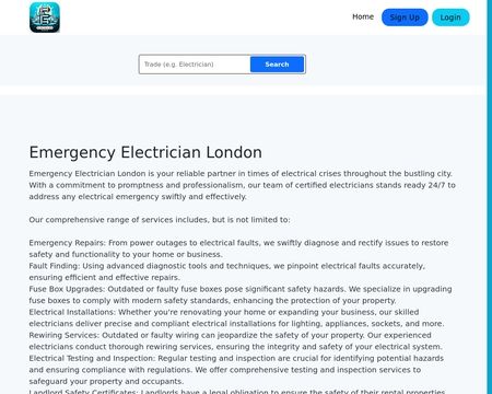 website thubmnail of Emergency Electrician London