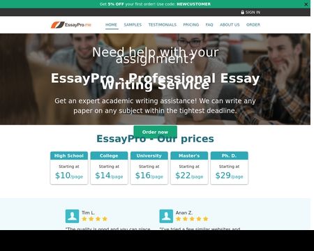 website thubmnail of Essaypro.me