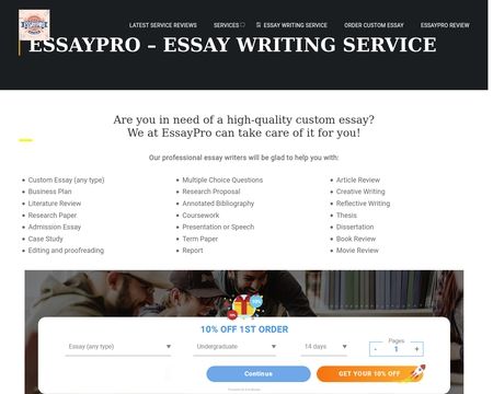 website thubmnail of Essaypro.promo
