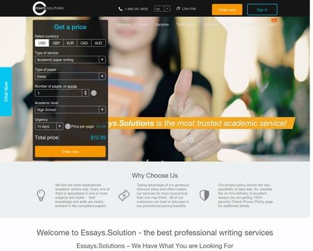 website thubmnail of Essays Solutions