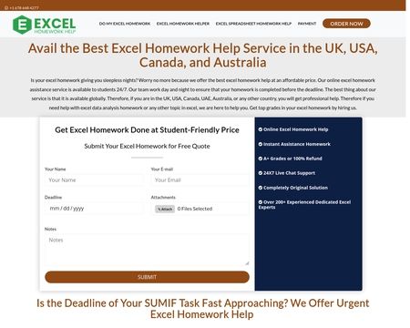 website thubmnail of Excel Homework Help Online