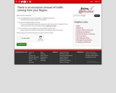 website thubmnail of EzineArticles