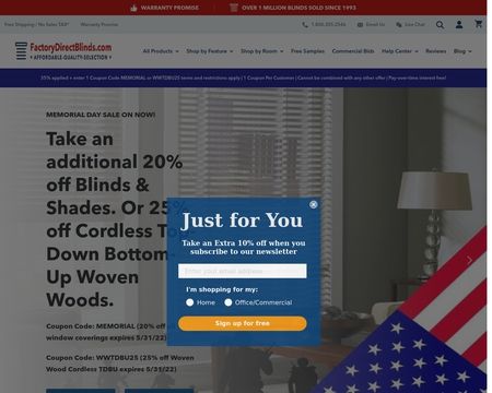 website thubmnail of Factory Direct Blinds