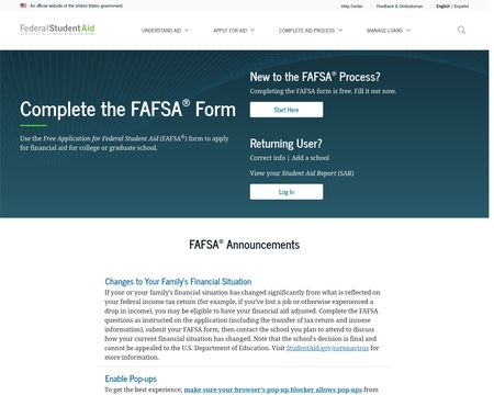 website thubmnail of Federal Student Aid