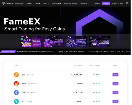 website thubmnail of Fameex