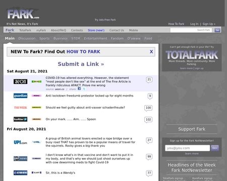 website thubmnail of Fark