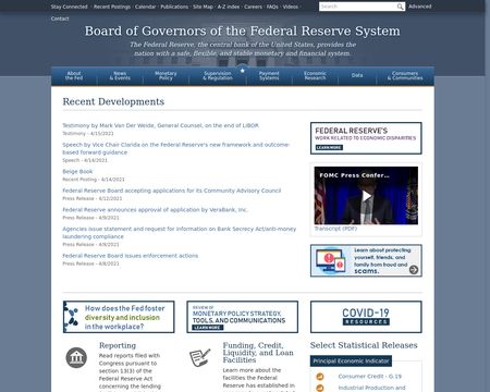 website thubmnail of Board of Governors of the Federal Reserve System