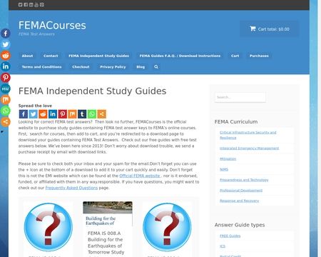 website thubmnail of FEMA Test Answers