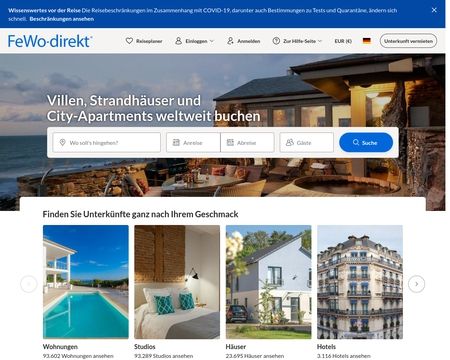 website thubmnail of FeWo-direkt.de