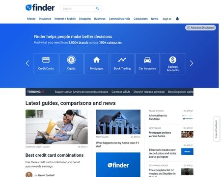 website thubmnail of Finder.com