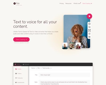 website thubmnail of Fliki.ai