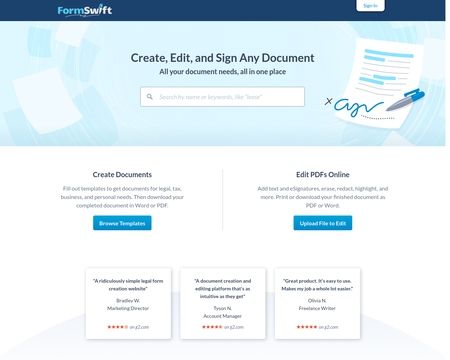 website thubmnail of FormSwift