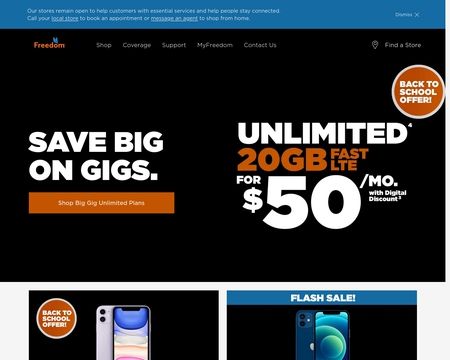 website thubmnail of Freedom Mobile