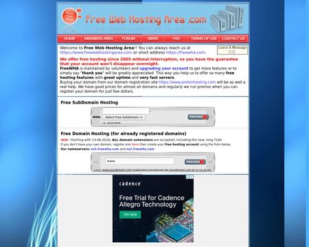 website thubmnail of Freewebhostingarea