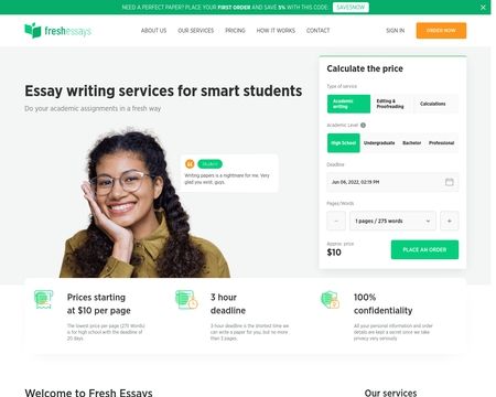 website thubmnail of Fresh Essays