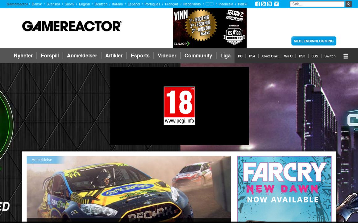 website thubmnail of Gamereactor.no