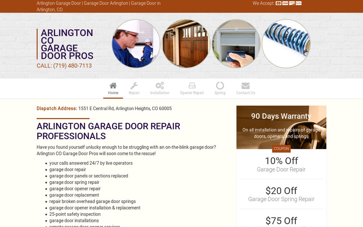 website thubmnail of Garagedoorarlington.org