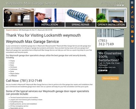 website thubmnail of Garagedoorrepairweymouth.net