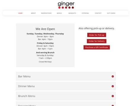 website thubmnail of GINGER RESTAURANT