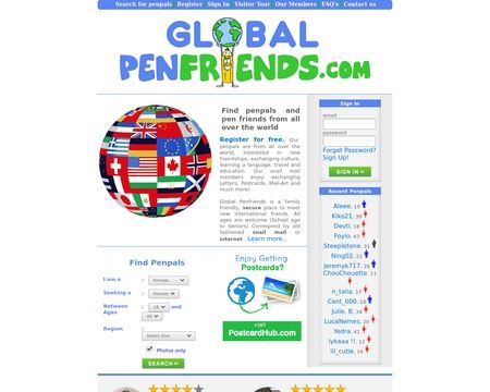 website thubmnail of Global Penfriends