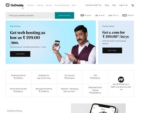 website thubmnail of Godaddy.in