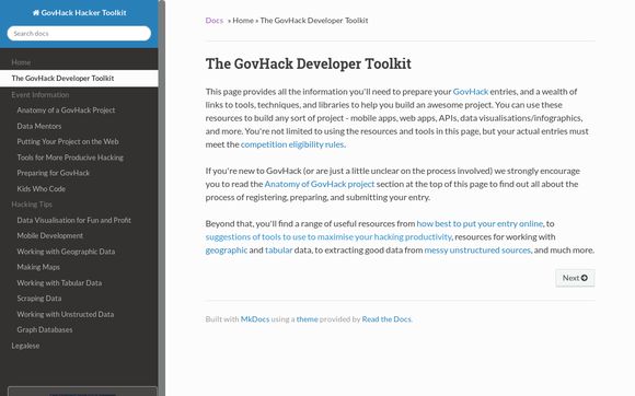 Thumbnail of Govhack-toolkit.readthedocs.io