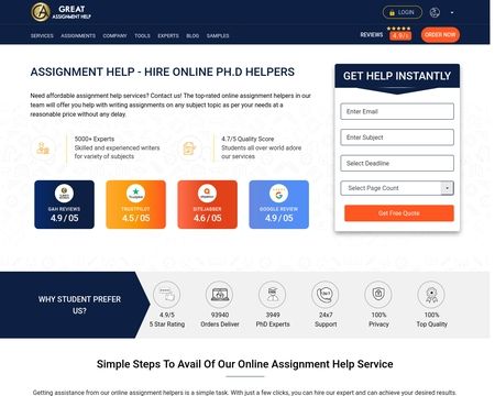 website thubmnail of Great Assignment Help
