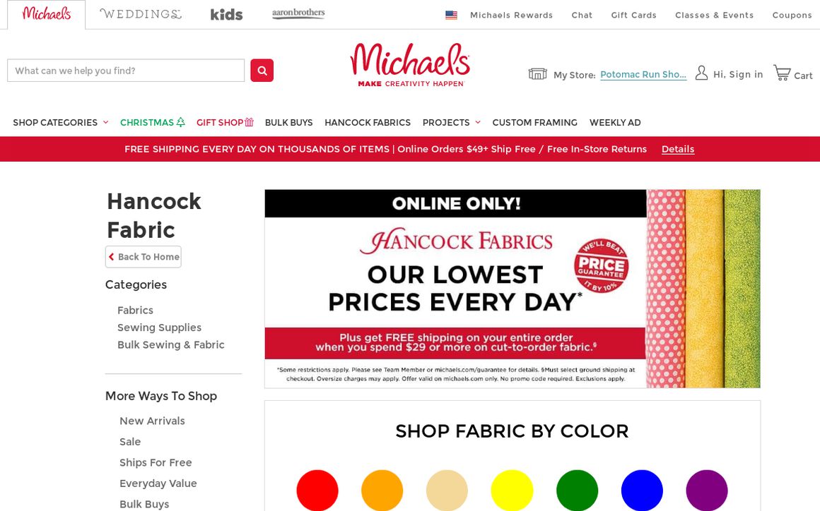 website thubmnail of HancockFabrics