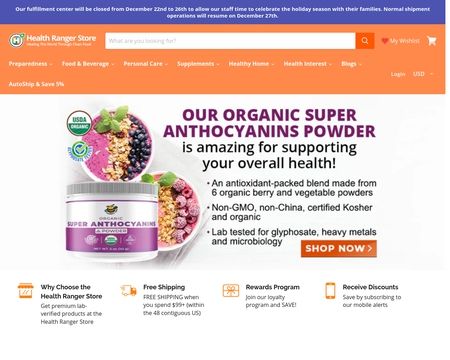 website thubmnail of Healthrangerstore