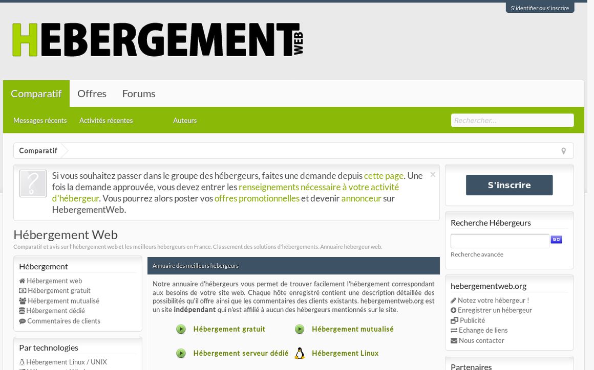 website thubmnail of Hebergementweb.org
