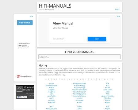 website thubmnail of HIFI-Manuals