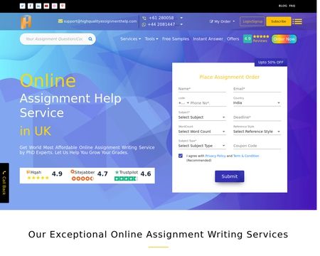 website thubmnail of High Quality Assignment Help
