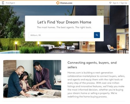 website thubmnail of Homes.com