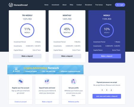 website thubmnail of Honest Invest