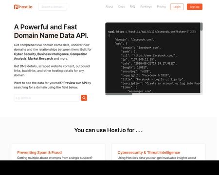 website thubmnail of Host.io