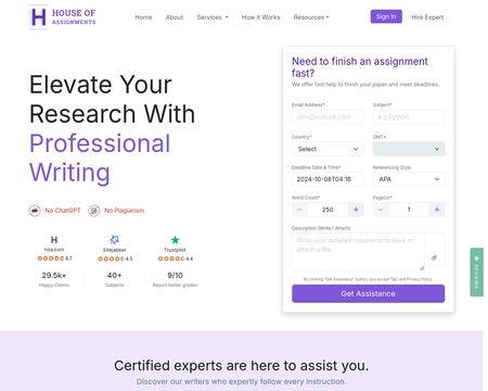 website thubmnail of House Of Assignments