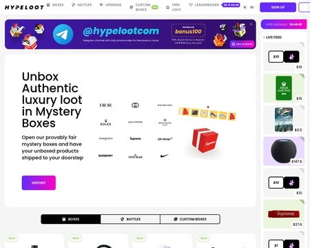 website thubmnail of Hypeloot