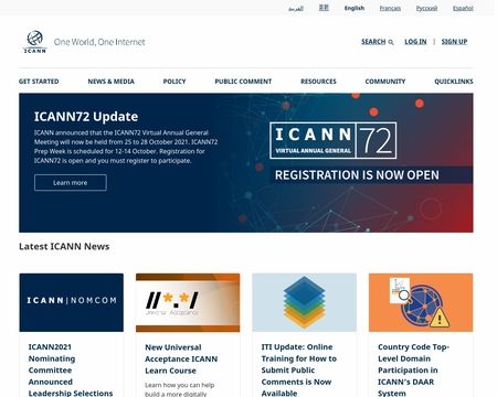 website thubmnail of ICANN.org