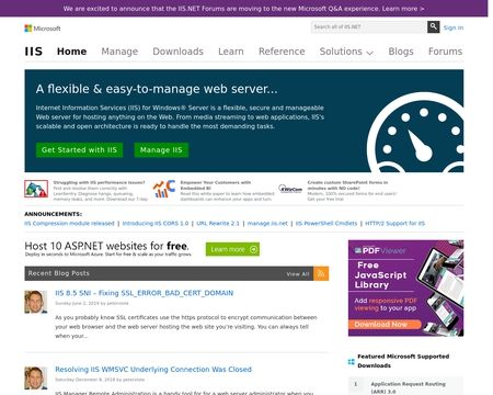 website thubmnail of Iis.net