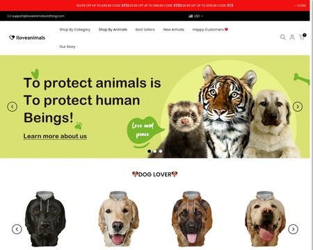 website thubmnail of Iloveanimalsclothing