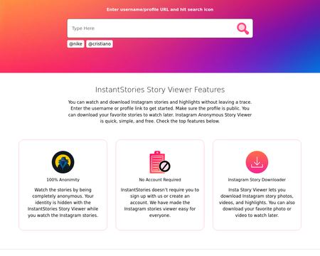 website thubmnail of InstantStories