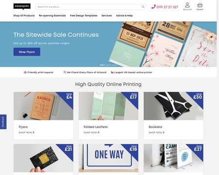 website thubmnail of InstantPrint.co.uk
