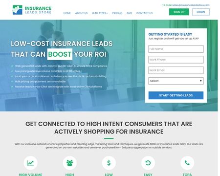 website thubmnail of Insurance Leads Store