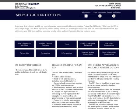 website thubmnail of IRS EIN TAX ID