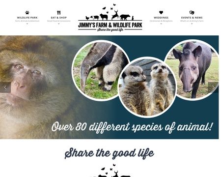 website thubmnail of Jimmys Farm & Wildlife Park. Weddings Events Parties Restaurant Butchery & Shops
