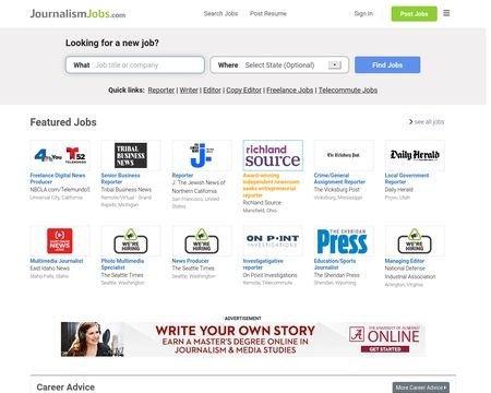 website thubmnail of Journalism Jobs