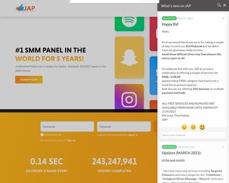 website thubmnail of JustAnotherPanel.com