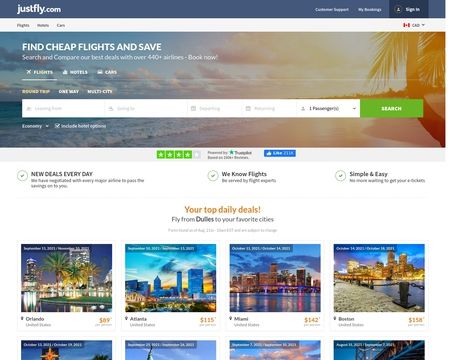 website thubmnail of JustFly CA