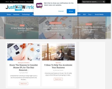 website thubmnail of JustWebWorld