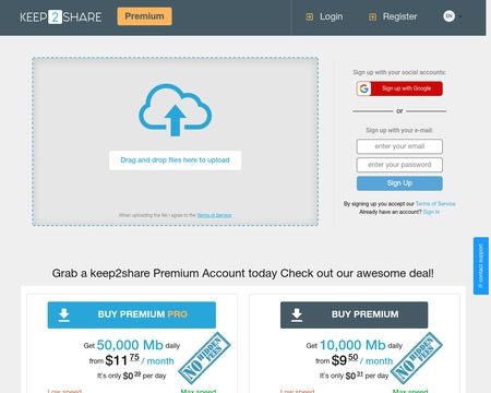 website thubmnail of Keep2Share